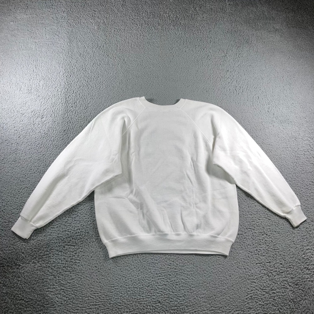 VTG Art By Design Zone Christmas Sweatshirt Womens XL White 80s Peace Tree - Picture 3 of 16